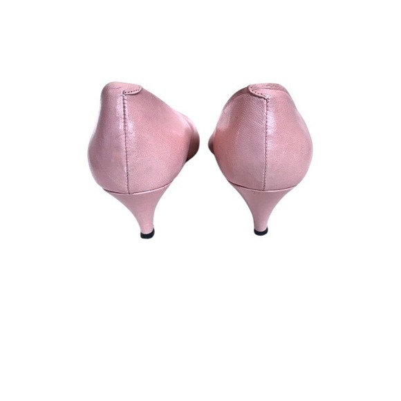 VTG 80s Mystere Pink Leather Kitten Heels Made in Spain Almond Toe Pumps Sz 8 - Picture 5 of 11
